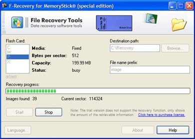 F-Recovery for MemoryStick 2.1 screenshot