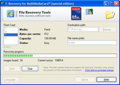 F-Recovery for MultiMediaCard 1.8 screenshot