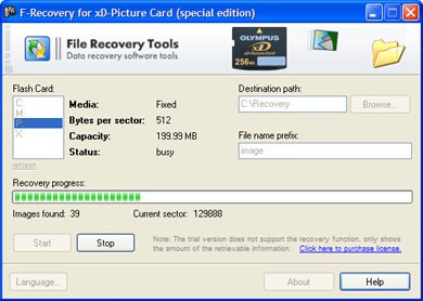 F-Recovery for xD-Picture Card 2.5 screenshot