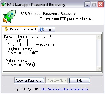 FAR Manager Password Recovery 1.0.145.20 screenshot