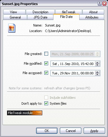 Febooti fileTweak 3.0 screenshot