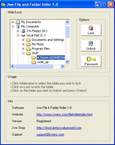 File and folder hider 1.0 screenshot