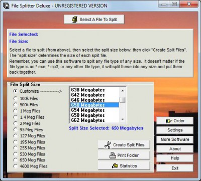 File Splitter Deluxe 3.28e screenshot