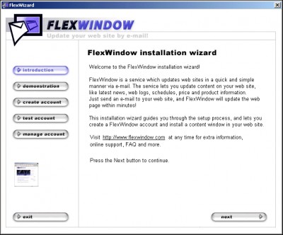 FlexWizard - Site management via e-mail 1.2 screenshot