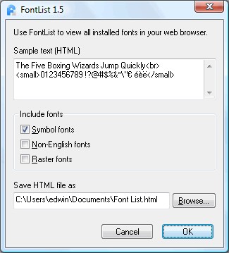 FontList 1.6 screenshot