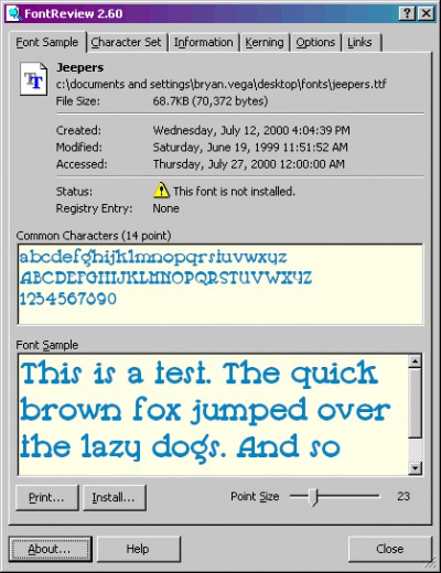 FontReview 2.61 screenshot