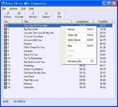 Free CD to MP3 Converter 4.1 screenshot