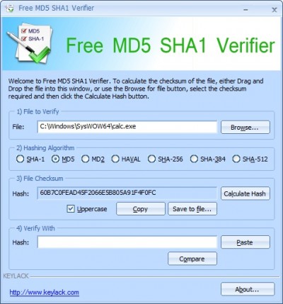 Free MD5 SHA1 Verifier 1.41 screenshot