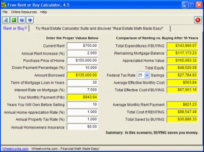 Free Rent or Buy Calculator 4.5.1 screenshot