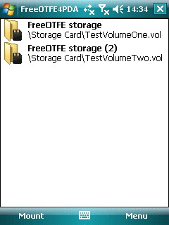 FreeOTFE4PDA 5.21 screenshot