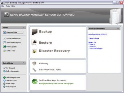 Genie Backup Manager Server Edition 6.0 screenshot