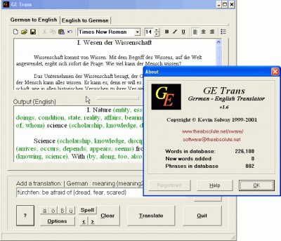 GETrans - German to English Translator 1.6 screenshot