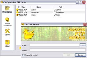 Golden FTP server 5.00 screenshot