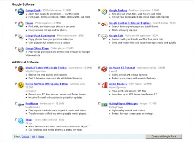 Google Pack 1.0 screenshot