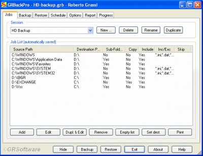 GRBackPro Professional Backup 10.1.174 screenshot