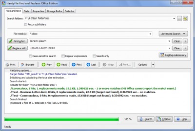 HandyFile Find and Replace: Office Edition 4.0.0.044 screenshot