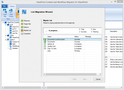 HarePoint Content and Workflow Migrator 1.2 screenshot