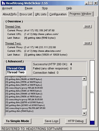 HeadStrong WebClicker 2.56 screenshot