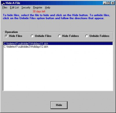 Hide-A-File 2.0.0 screenshot