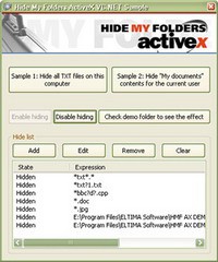 Hide My Folders ActiveX 2.0 screenshot
