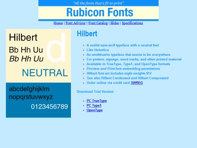 Hilbert Font Type1 2.00 screenshot