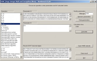 HIME: Huge Integer Math and Encryption 1.04 screenshot