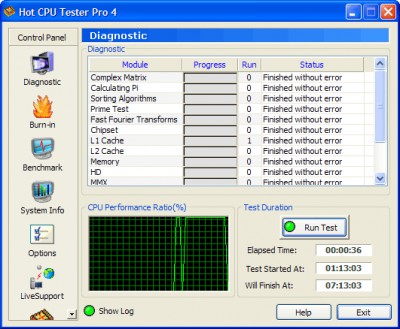 Hot CPU Tester Pro 4.4 screenshot