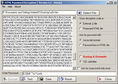 HTML Password Encryption 4.20.02 screenshot