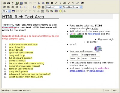 HTML Rich Text Area 1.3 screenshot