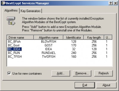 Idea crypting module for BestCrypt 7.20 screenshot