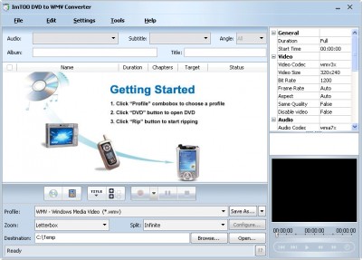 ImTOO DVD to WMV Converter 2 4.7.75.052 screenshot