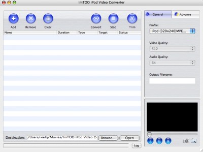 ImTOO iPod Video Converter for Mac 2 3.9.21.060 screenshot