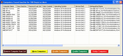 Inactive Computers for Active Directory 1.2 screenshot
