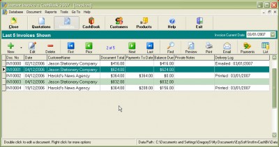 Instant Invoice n Cashbook 2007 4.5.11 screenshot