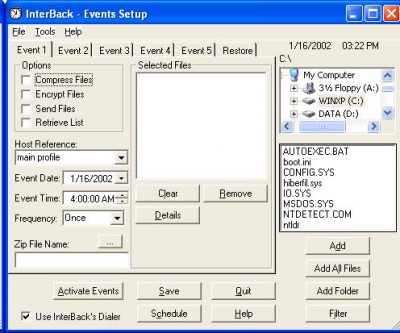InterBack 1.80 screenshot