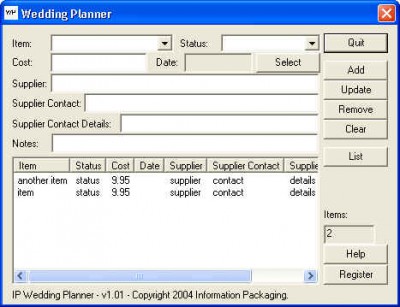 IP Wedding Planner 1.01 screenshot