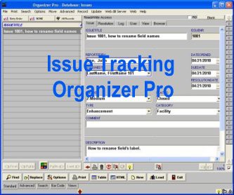 Issue Tracking Organizer Pro 3.2b screenshot