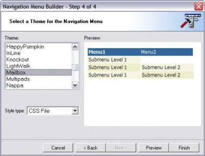 Javascript Menu Builder for CodeCharge Studio  screenshot