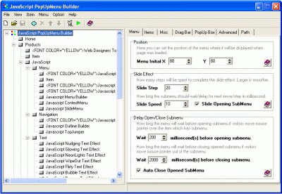 JavaScript PopUpMenu Builder 2006 1.0 screenshot