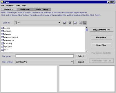 JFuse AVI, WMV, MPEG Joiner / Mpeg Splitter 4 screenshot
