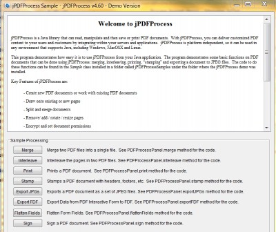 jPDFProcess Java PDF Process Library v2013R1 screenshot