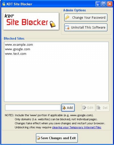 KDT Site Blocker 2.0 screenshot