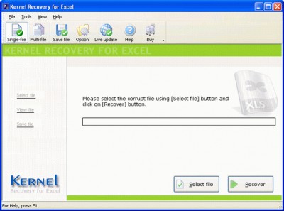 Kernel - XLS File Recovery Software 10.10.01 screenshot