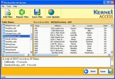 Kernel Access - Corrupt Database Repair 4.04 screenshot