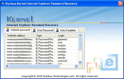 Kernel Internet Explorer Password Recovery 4.01 screenshot