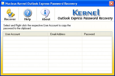 Kernel Outlook Express Password Recovery 4.02 screenshot