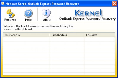 Kernel Outlook Express Password Recovery 10.08.01 screenshot