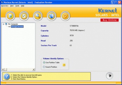 Kernel Solaris Data Recovery Software 4.04.01 screenshot