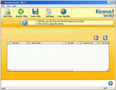 Kernel Word - Repair Corrupted Word Documents 4.02 screenshot