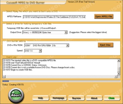 KooKoo MPEG to DVD Burner 8.2.6.0199 screenshot